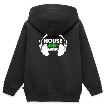House Music - Kinder Premium Organic Zip Hoodie - Schwarz - Hinten - AI Model Kid Male (0cm)