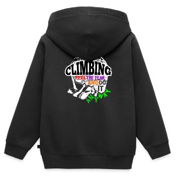 Klettern Inspiration - Kinder Premium Organic Zip Hoodie - Schwarz - Hinten - AI Model Kid Male (0cm)