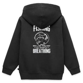 Fischen Atmung cooles Geschenk - Kinder Premium Organic Zip Hoodie - Schwarz - Hinten - AI Model Kid Male (0cm)
