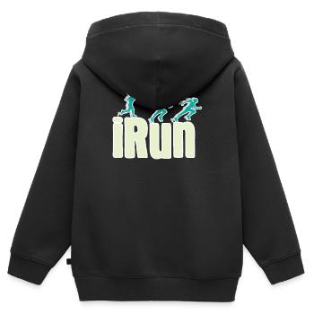 iRun Joggen Läufer Marathon Geschenk Sportler - Kinder Premium Organic Zip Hoodie - Schwarz - Hinten - AI Model Kid Male (0cm)