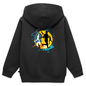 Running Sport Jogger Freizeitsport Geschenk Laufen - Kinder Premium Organic Zip Hoodie - Schwarz - Hinten - AI Model Kid Male (0cm)