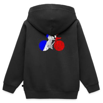 Radsport Radrennen Frankreich Fahne Radrennfahrer - Kinder Premium Organic Zip Hoodie - Schwarz - Hinten - AI Model Kid Male (0cm)