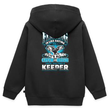Dating Angler Fischer angeln fischen Geschenk - Kinder Premium Organic Zip Hoodie - Schwarz - Hinten - AI Model Kid Male (0cm)
