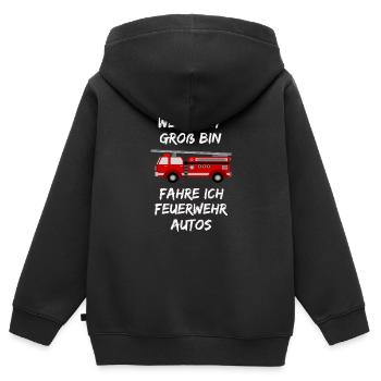 Wenn ich gross bin fahre ich Feuerwehr autos - Kinder Premium Organic Zip Hoodie - Schwarz - Hinten - AI Model Kid Male (0cm)