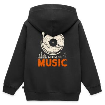 Musique Music Record Lecteur DJ cadeau - Sweat Premium à capuche zippé enfant bio - noir - Dos - AI Model Kid Male (0cm)