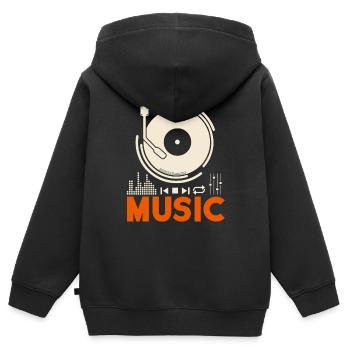 Musique Music Record Lecteur DJ cadeau - Sweat Premium à capuche zippé enfant bio - noir - Dos - AI Model Kid Male (0cm)