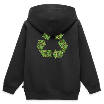 Recycling Baum Blätter Natur Nachhaltig I Geschenk - Kinder Premium Organic Zip Hoodie - Schwarz - Hinten - AI Model Kid Male (0cm)