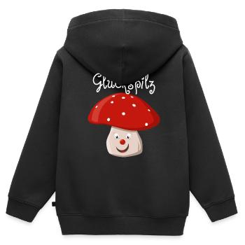 Glückspilz - Kinder Premium Organic Zip Hoodie - Schwarz - Hinten - AI Model Kid Male (0cm)