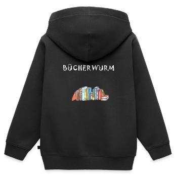 Buch Buch Bücher Bücher lesen Bücherwurm Buch - Kinder Premium Organic Zip Hoodie - Schwarz - Hinten - AI Model Kid Male (0cm)