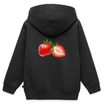 Fraises Fruit Fruit Fraise Fruit - Sweat Premium à capuche zippé enfant bio - noir - Dos - AI Model Kid Male (0cm)