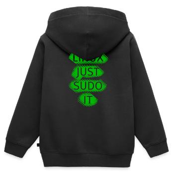 Linux Ubuntu SUDO - Kids Premium Organic Zip-up Hoodie - black - Back - AI Model Kid Male (0cm)