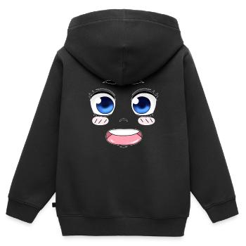 smiley Funny Chibi Gesicht Kulleraugen Manga - Kinder Premium Organic Zip Hoodie - Schwarz - Hinten - AI Model Kid Male (0cm)