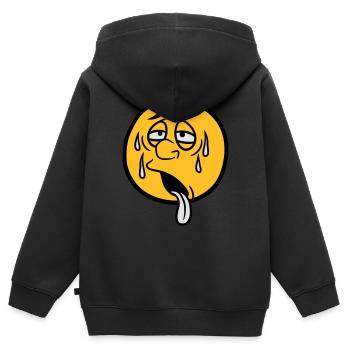 cercle de dessin animé visage dessin animé rond soleil épuisé - Sweat Premium à capuche zippé enfant bio - noir - Dos - AI Model Kid Male (0cm)