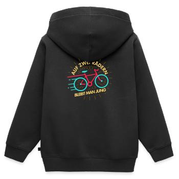On two wheels you stay young! - Kids Premium Organic Zip-up Hoodie - black - Back - AI Model Kid Male (0cm)