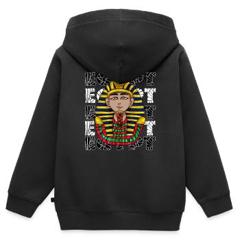Égypte - Sweat Premium à capuche zippé enfant bio - noir - Dos - AI Model Kid Male (0cm)