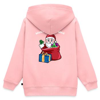 merry xmas - Kinder Premium Organic Zip Hoodie - Rosa - Hinten - AI Model Kid Female (0cm)