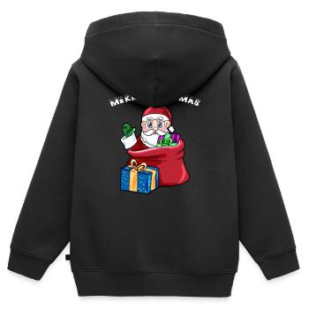 merry xmas - Kinder Premium Organic Zip Hoodie - Schwarz - Hinten - AI Model Kid Male (0cm)