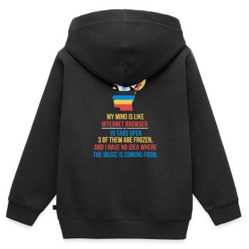 Tabs Open - Kinder Premium Organic Zip Hoodie - Schwarz - Hinten - AI Model Kid Male (0cm)