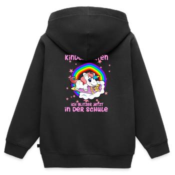 byebye kindergarten school enrolment unicorn school bag - Kids Premium Organic Zip-up Hoodie - black - Back - AI Model Kid Male (0cm)
