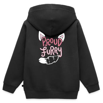Proud Furry Stolzer pelz - Kinder Premium Organic Zip Hoodie - Schwarz - Hinten - AI Model Kid Male (0cm)