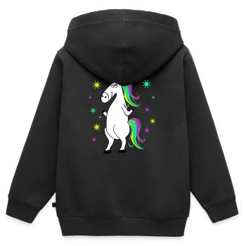 Licorne - Licorne - Licorne - Sweat Premium à capuche zippé enfant bio - noir - Dos - AI Model Kid Male (0cm)