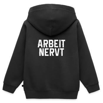 Arbeit Nervt - Kinder Premium Organic Zip Hoodie - Schwarz - Hinten - AI Model Kid Male (0cm)