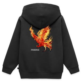 Phoenix - Kids Premium Organic Zip-up Hoodie - black - Back - AI Model Kid Male (0cm)