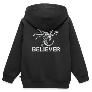 Dragon dragon croyant - Sweat Premium à capuche zippé enfant bio - noir - Dos - AI Model Kid Male (0cm)
