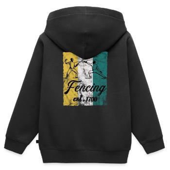 Escrime Cadeau d'escrime pour escrimeur - Sweat Premium à capuche zippé enfant bio - noir - Dos - AI Model Kid Male (0cm)