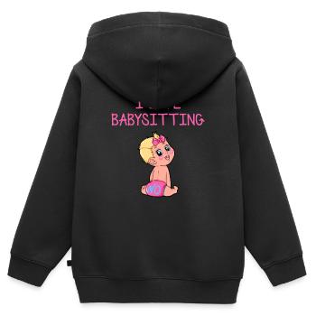 I love Babysitting Babysitter Aufpassen Tochter - Kinder Premium Organic Zip Hoodie - Schwarz - Hinten - AI Model Kid Male (0cm)