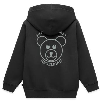 ROTTERDAM KROELIGAN - Kinder Premium Organic Zip Hoodie - Schwarz - Hinten - AI Model Kid Male (0cm)