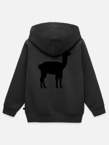Lama - Kinder Premium Organic Zip Hoodie - Schwarz