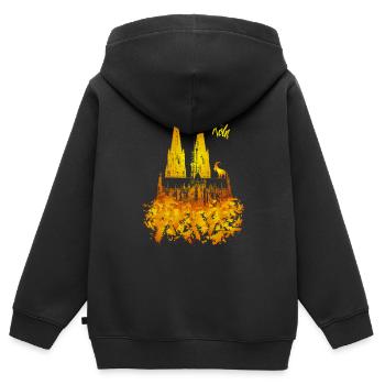 Cathédrale de Cologne - Sweat Premium à capuche zippé enfant bio - noir - Dos - AI Model Kid Male (0cm)
