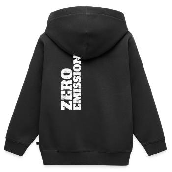 Zero Emissions / Électrique / Voiture électrique - Sweat Premium à capuche zippé enfant bio - noir - Dos - AI Model Kid Male (0cm)