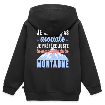 La compagnie de la montagne - Sweat Premium à capuche zippé enfant bio - noir - Dos - AI Model Kid Male (0cm)
