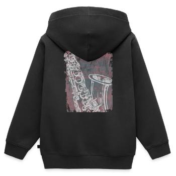 Saxophone Jazz Swing Classique Retro Ska Punk Rock - Sweat Premium à capuche zippé enfant bio - noir - Dos - AI Model Kid Male (0cm)
