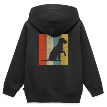 Labrador chien cadeau caresses chiens - Sweat Premium à capuche zippé enfant bio - noir - Dos - AI Model Kid Male (0cm)