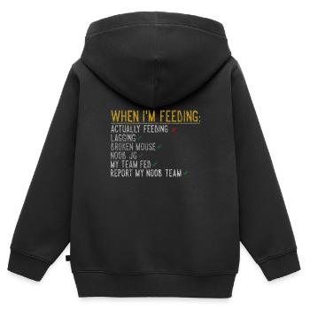 Noob Lol Cadeau de nourrir - Sweat Premium à capuche zippé enfant bio - noir - Dos - AI Model Kid Male (0cm)