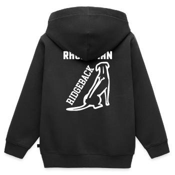 Rhodesian Ridgeback - Sweat Premium à capuche zippé enfant bio - noir - Dos - AI Model Kid Male (0cm)