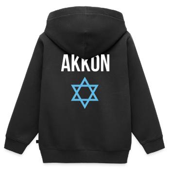Akkon Israel Souvenir - Kinder Premium Organic Zip Hoodie - Schwarz - Hinten - AI Model Kid Male (0cm)