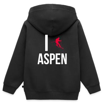 Moniteur de ski Aspen Language School Colorado Au pair - Sweat Premium à capuche zippé enfant bio - noir - Dos - AI Model Kid Male (0cm)