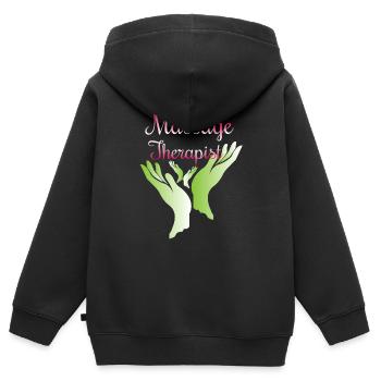 Massage Therapist Massage Masseur Masseuse - Kinder Premium Organic Zip Hoodie - Schwarz - Hinten - AI Model Kid Male (0cm)
