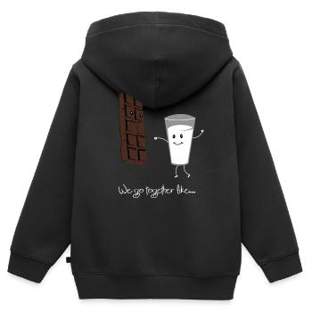 chocolat au lait - Sweat Premium à capuche zippé enfant bio - noir - Dos - AI Model Kid Male (0cm)