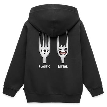 Fourche en métal plastique Heavy Metal Fourchettes frites - Sweat Premium à capuche zippé enfant bio - noir - Dos - AI Model Kid Male (0cm)