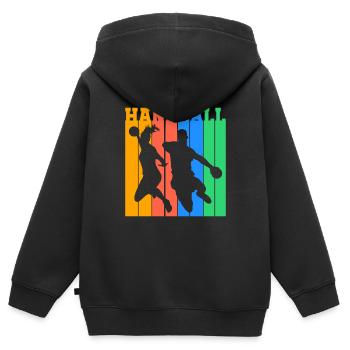 Handball Throw Jump Retro Gift - Kids Premium Organic Zip-up Hoodie - black - Back - AI Model Kid Male (0cm)