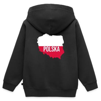 J’aime la Pologne J’aime la Pologne Souvenir polonais - Sweat Premium à capuche zippé enfant bio - noir - Dos - AI Model Kid Male (0cm)