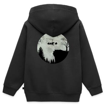 Gyrocopter Tragschauber Mondschein Geschenk (0435) - Kinder Premium Organic Zip Hoodie - Schwarz - Hinten - AI Model Kid Male (0cm)