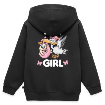 Mädchen Tochter Klapperstorch Schwangerschaft pink - Kinder Premium Organic Zip Hoodie - Schwarz - Hinten - AI Model Kid Male (0cm)