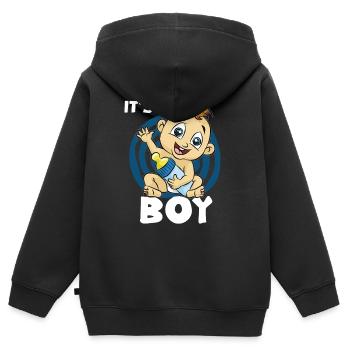 IT S A BOY Baby Junge Sohn Fläschchen Geburt Kind - Kinder Premium Organic Zip Hoodie - Schwarz - Hinten - AI Model Kid Male (0cm)