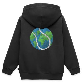 Ball Erde Aufschlag Sport Tennis is life Geschenk - Kinder Premium Organic Zip Hoodie - Schwarz - Hinten - AI Model Kid Male (0cm)